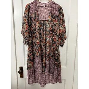 Xhilaration Women's Floral Sheer Boho Kimono Red Black Orange Green Size XS / S